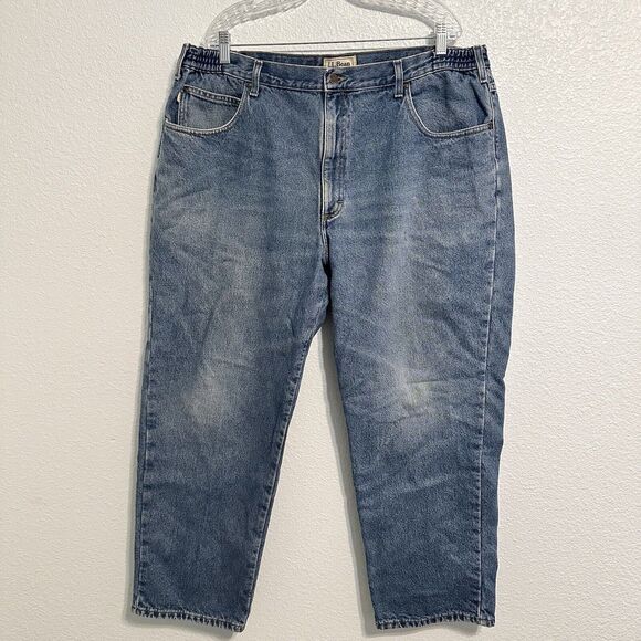 L.L. Bean Other - LL Bean Jeans Mens 42x30 Comfort Waist Relaxed Taper Flannel Lined Medium Wash